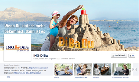 Screenshot der Facebook Page der ING Diba Direktbank