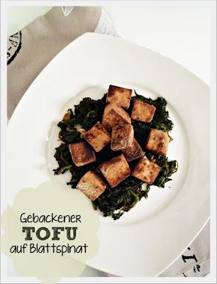 Gebackener Tofu mit Blattspinat