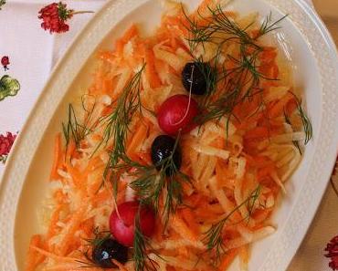Salat mit weiße Rettich und Möhren