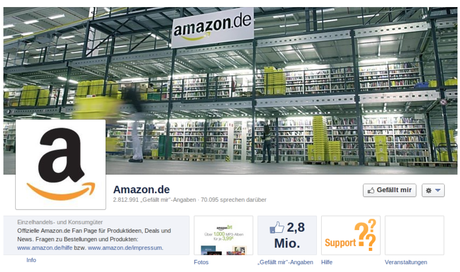 Screenshot der Amazon facebook Seite
