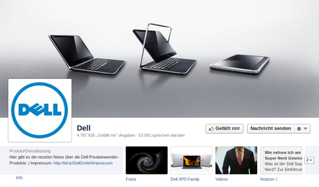 Das titelbild von Dell auf facebook