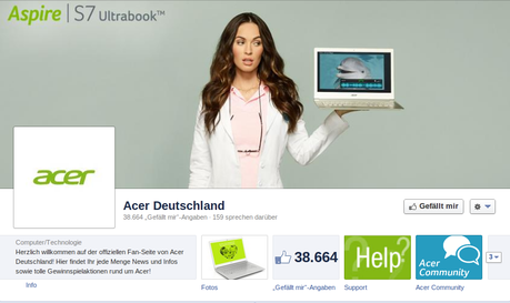 Facebook Cover von Acer