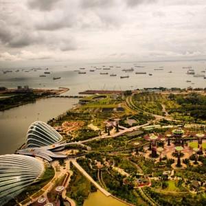 View from the Marina Bay Sands Casino - below Gardens by the Bay