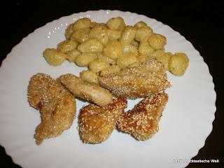 Sesam-Nuggets mit Curry-Gnocchis