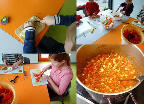 Kochen mit Kindern ..selbstgemachte Nudeln mit Gemüse - Bolognese