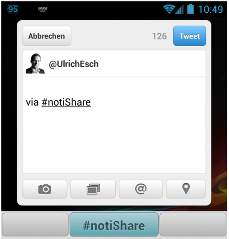 notiShare für Android – Aus der Benachrichtungszeile auf Facebook, Twitter und Co. posten