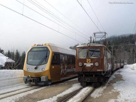 Himmelstreppe und Ötscherbär - ET1 aus 2012 und 1099.013 aus 1911 - Mariazellerbahn - NÖVOG/Foto: Michael Heussler