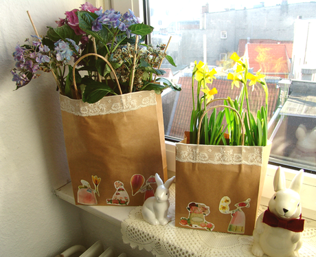 Paper bag flower pots