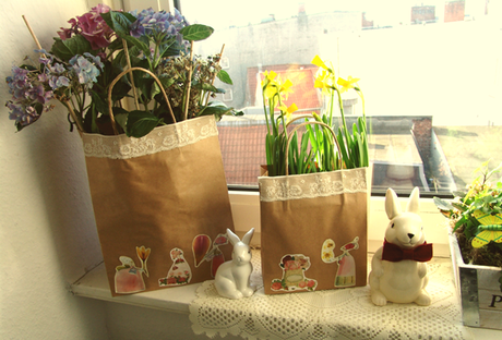Paper bag flower pots