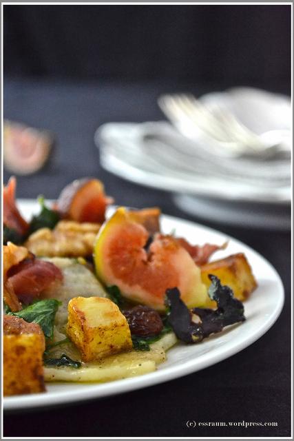 EssensArt Ravioli mit Feigen, Pflaumen, Kartoffelwürfeln