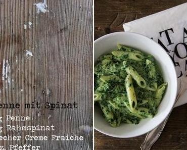 Penne mit Spinat