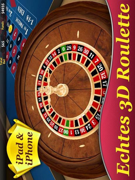 Roulette 3D – Gute Grafik, deutsche Sprachausgabe, mehrere Spieltische, selbstauffüllendes Konto, keine In-App Käufe und heute kostenlos