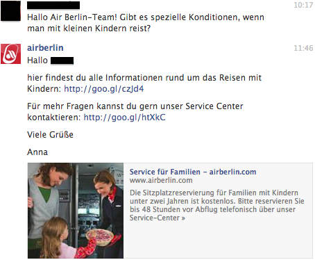 Antwort Air Berlin Facebook