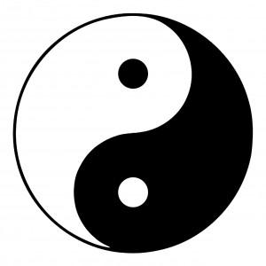 Die Yin-Yang-Monade: nicht die beiden Hälften sind wichtig, sondern die immerwährende Bewegung, die zwei Hälften zu einem Ganzen macht.