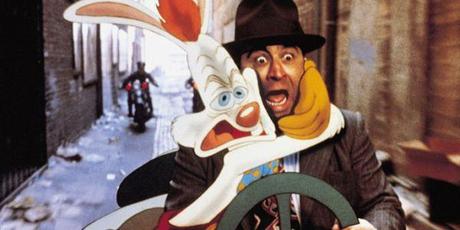 Roger Rabbit (in Deutschland von Wolfgang Ziffer gesprochen) und Bob Hoskins als Privatdetektiv Eddie Valiant in 