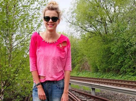 DIY ombre' studded cutted Shirt