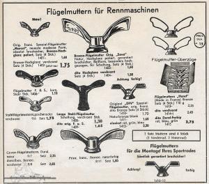 Vintage Rennrad Katalog - Flügelmuttern
