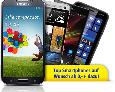 Samsung Galaxy S4 ab 0.- € bei 1&1 mit Allnet-Flat