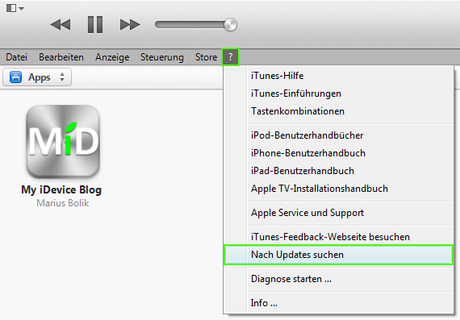 iTunes - Nach Updates suchen