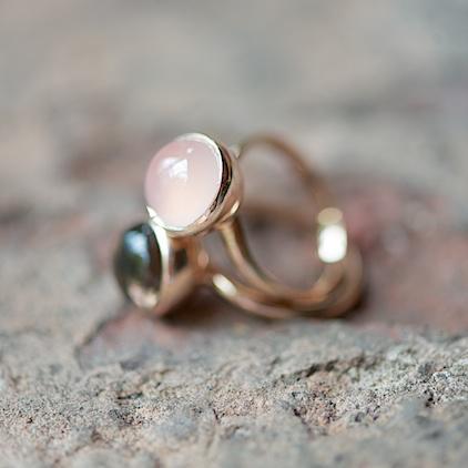 rosé gold ring with rose quartz, Roségoldring mit Rosenquarz