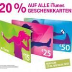 20 % Rabatt auf iTunes Guthabenkarten bei der Telekom
