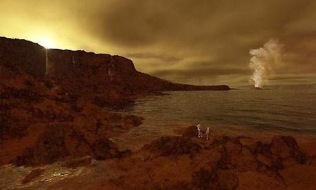 Die Methanseen auf Titan (Bild: Ron Miller)