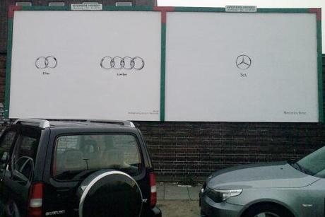 Plakatwerbung von Audi und der Kommentar von Mercedes