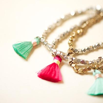 bracelet with geometric beads and tassel,Armband mit geometrischen Perlen und Quaste