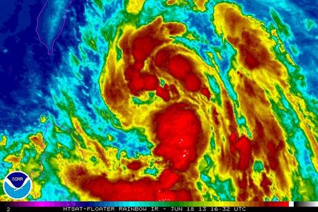 Tropischer Sturm LEEPI (EMONG) zieht nach Japan, Leepi, Emong, aktuell, Japan, Juni, 2013, Taifunsaison 2013, Satellitenbild Satellitenbilder, Vorhersage Forecast Prognose, Zugbahn, 
