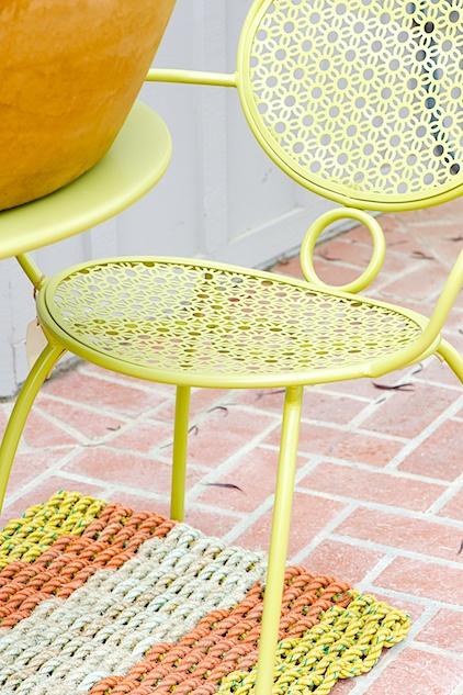 garden chair yellow, Gartenstuhl gelb Metall