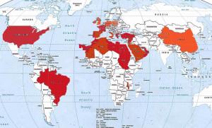 Weltkarte der Unruhen 2013