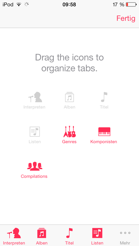 iOS 7 Beta 3 Musik Icons