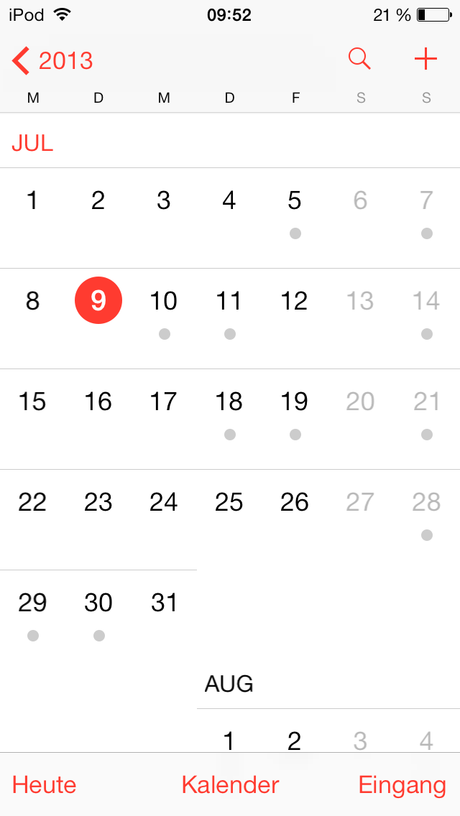 iOS 7 Beta 3 Kalender