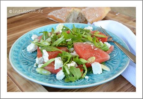 Wassermelonensalat mit Fetakäse und Oliven