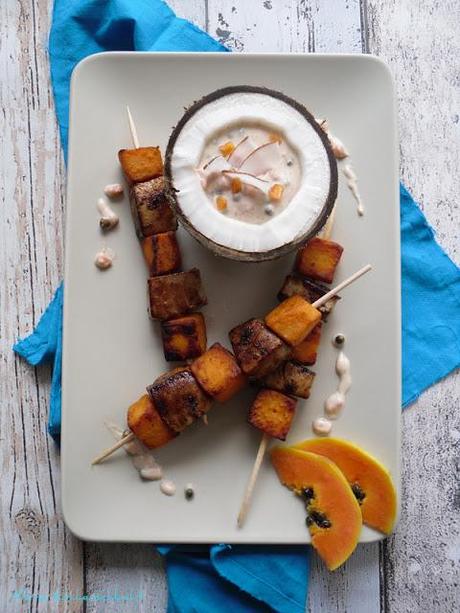 Tuna & sweet Potato mit Kurumba-Papaya-Garam Masala-Dip