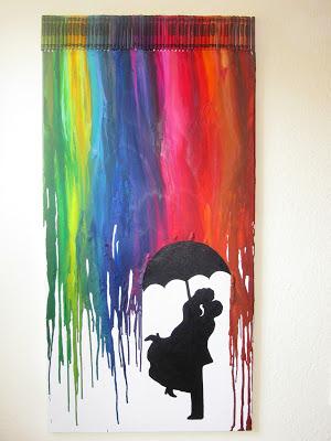 Crayon Art - Pärchen im Regen