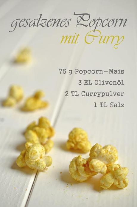 Rezept für selbstgemachtes Herzhaftes Popcorn mit Salz und Curry 