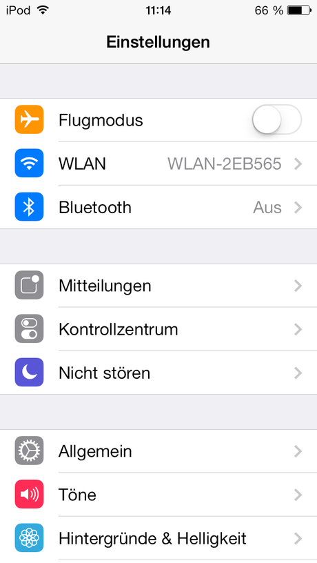 iOS 7 Beta 5 Einstellungen