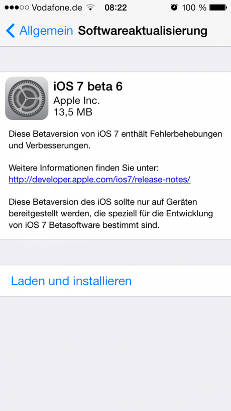 iOS 7 Beta 6