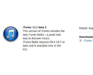 [Download] iTunes 11.0.5 und iTunes 11.1 Beta2 veröffentlicht