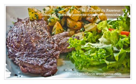 Spezialität aus der Camarque - Steak vom Stier (le razadeur ist der Stierkämpfer)