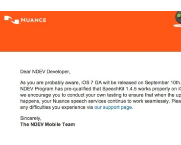 iOS 7 Release am 10 September?