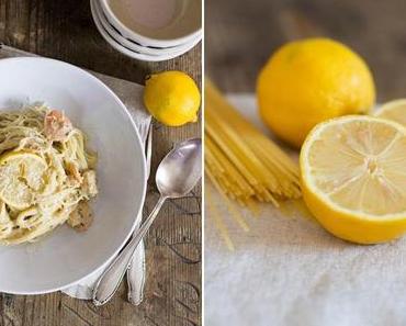 Spaghetti mit Zitronensauce und Scampi