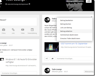 Google+: Postings auf deiner Webseite einbinden