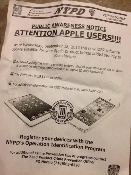 iOS 7 - Polizei verteilt Flyer zum Update