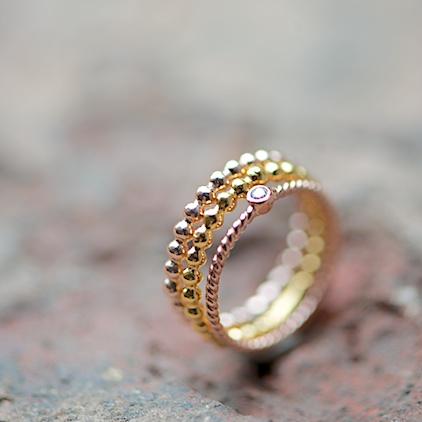 ball wire ring in rosé-gold, Kügelchenring in gold, silber, roségold