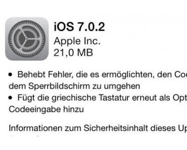 Apple veröffentlicht iOS 7.0.2