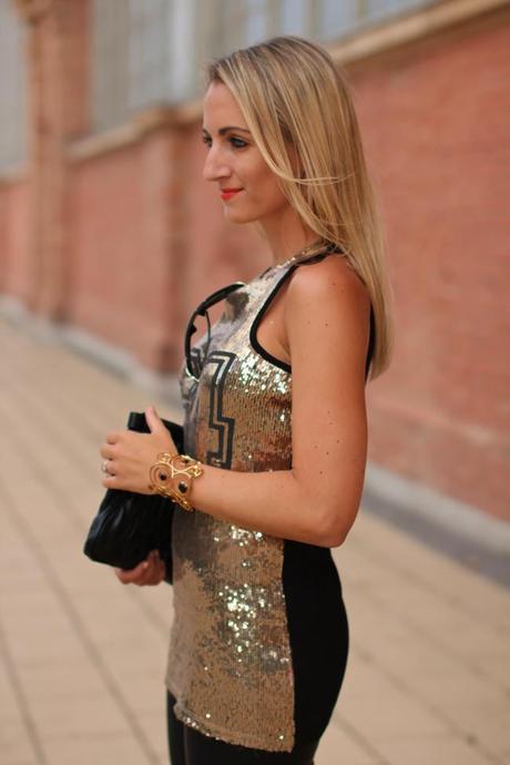 Sequins meet leather