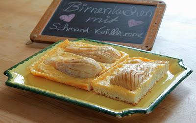Birnenkuchen mit Schmand-Vanillecreme