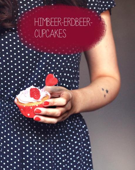 Himbeer-Erdbeer-Cupcakes. Ein wenig Herzlichkeit.